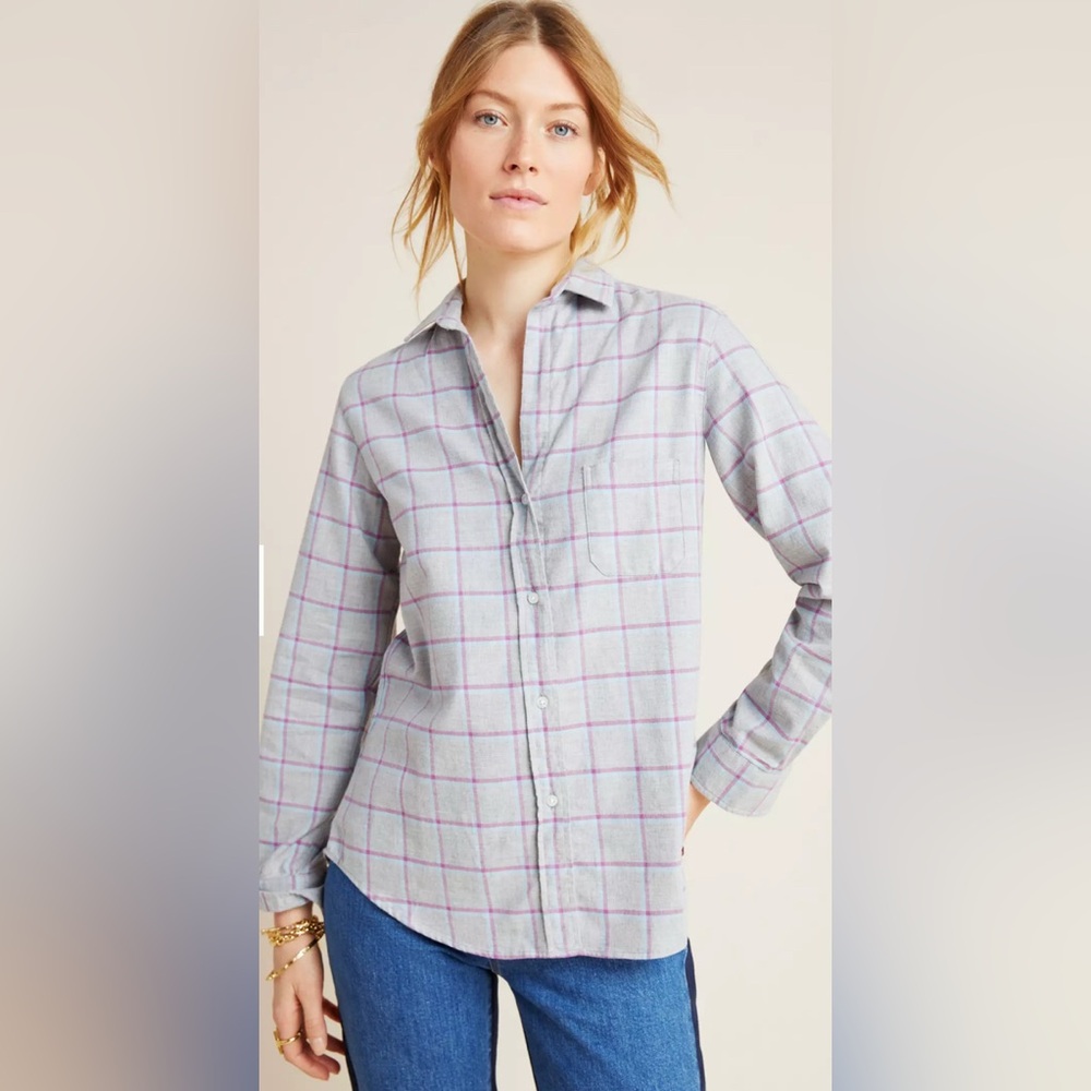 Anthropologie GRAYSON‎ The Hero Plaid button down shirt size SM preppy academic